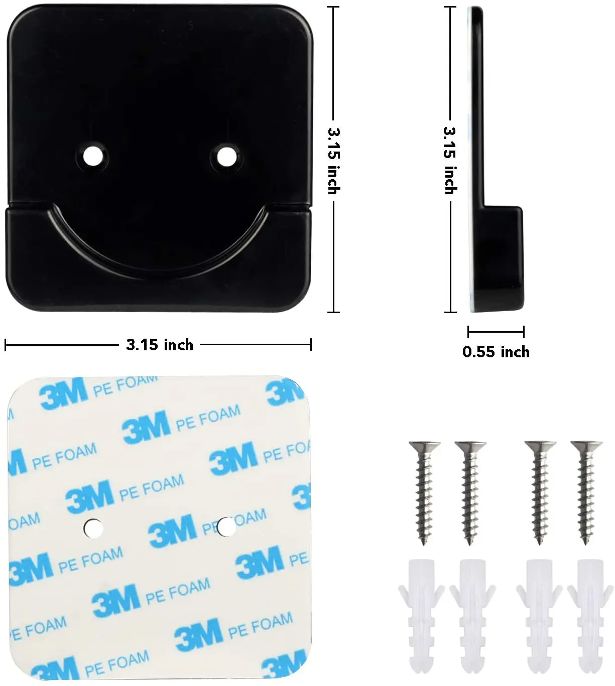 Universal Shower Curtain Rod Mount Holder for Wall Adhesive Shower Rod Tension Retainer No Drilling Stick On Screw Fixation