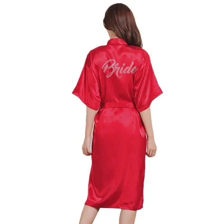 Буквенный Свадебный халат «Невеста», мягкое кимоно купальный халат, сексуальное ночное белье, ночная рубашка, Женская домашняя одежда, домашняя одежда-ночная сорочка - Цвет: Red