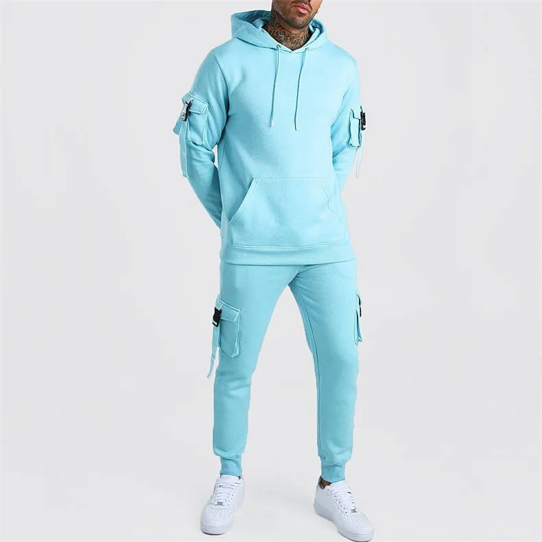 OEM print logo blank plain sky blue fashion tracksuits for men | Мужская одежда