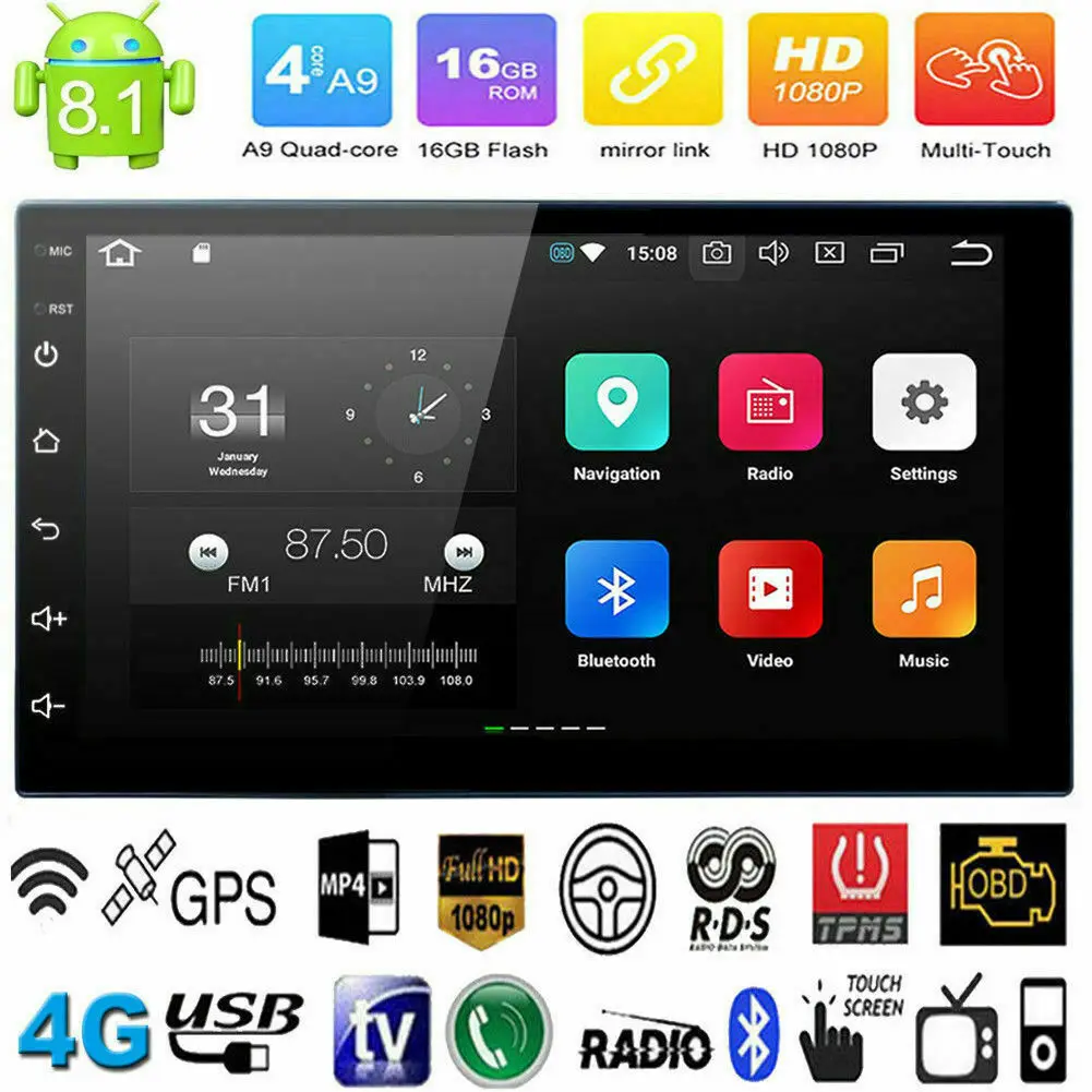 

Android 8.1 2 Din Car radio Multimedia Video Player Universal auto Stereo GPS MAP For Volkswagen Nissan Hyundai Kia toyota CR-V