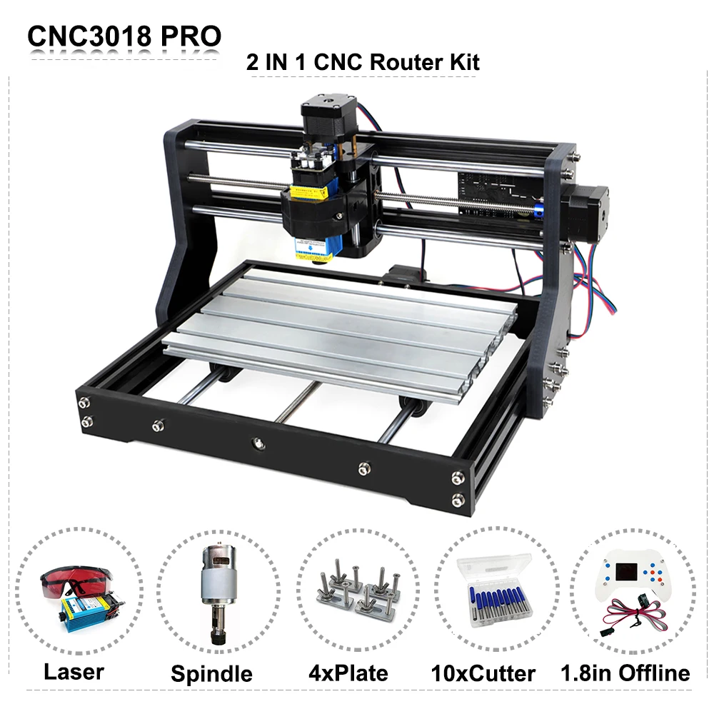 EU/RU/China DIY CNC Router Machine 3018PRO 500MW/2500MW/5500MW 15W Laser Engraver with GRBL
