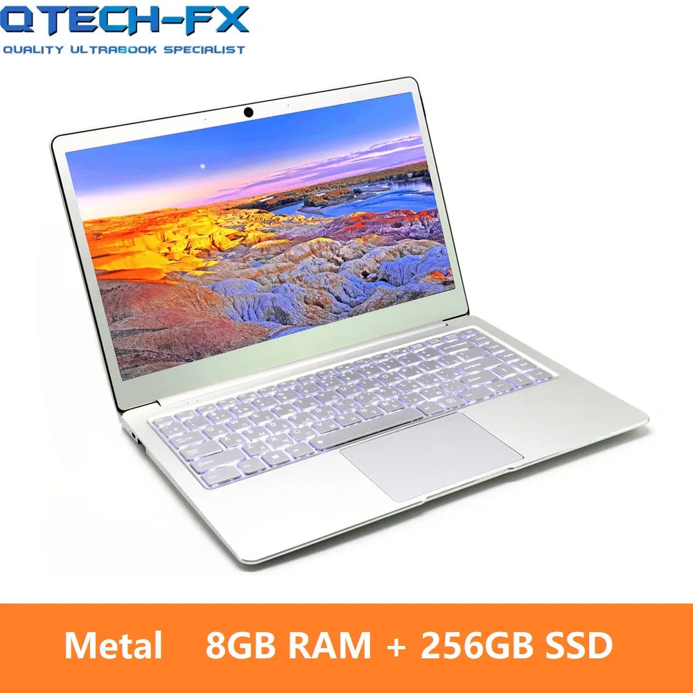 Металлический ультрабук 512GB SSD или 128GB SSD+ 8GB ram cpu Intel 4 Core Windows10 1080P арабский Французский Испанский Русский клавиатура с подсветкой - Цвет: 8-256SV