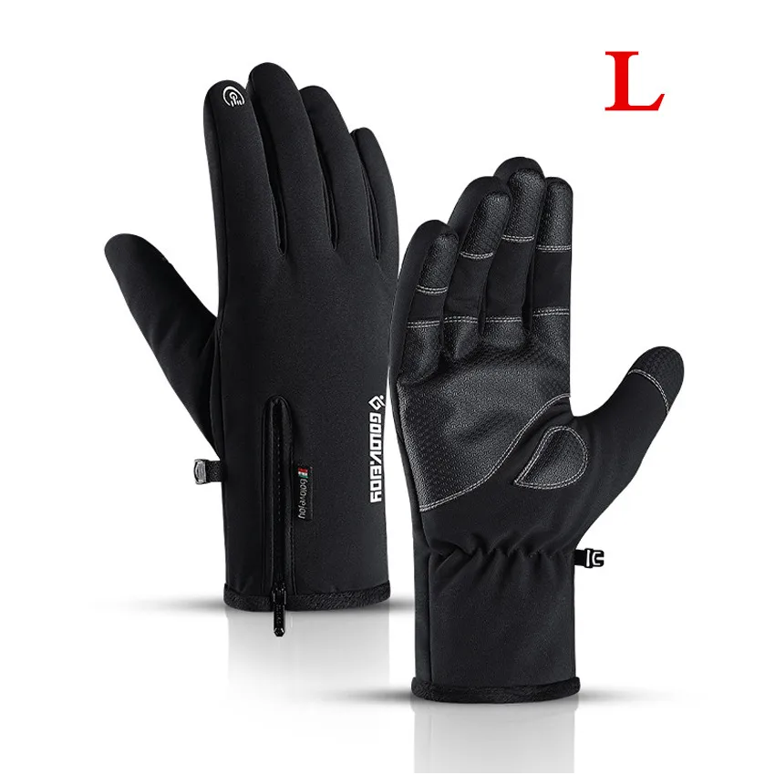 Зимние перчатки для мужчин и женщин, уплотненные водонепроницаемые-30 морозостойкие перчатки для сенсорного экрана, перчатки для катания на лыжах, теплые пушистые перчатки - Цвет: L
