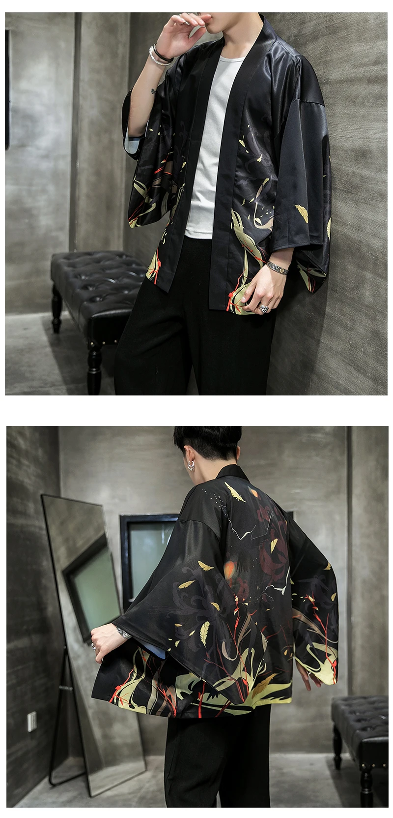 Для мужчин японский стиль китайский принт пальто кардиган юката Винтаж Блузка хараджуку японское традиционное кимоно косплей модные куртки