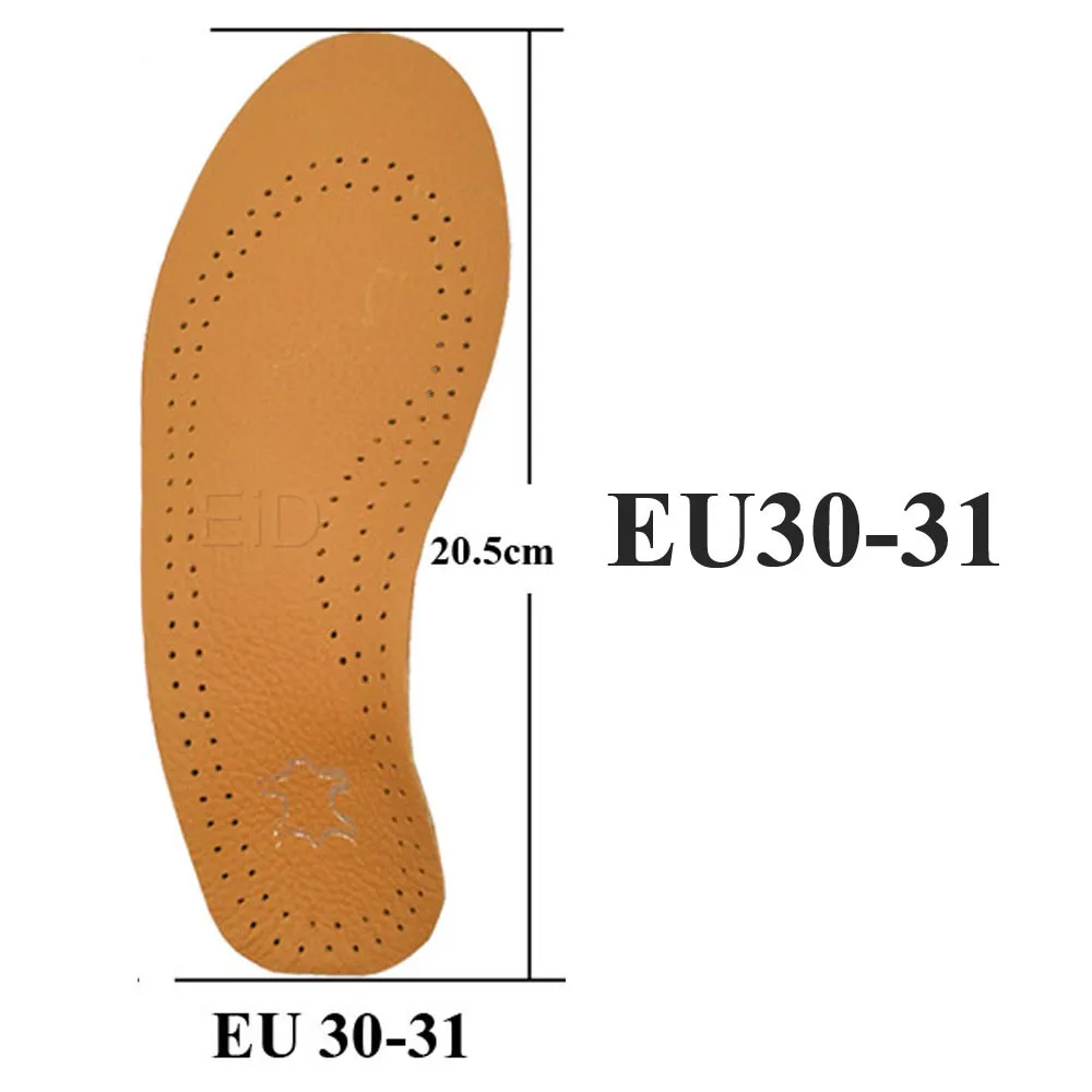 EiD кожаные детские ортопедические стельки для детской обуви плоская поддержка свода стопы ортопедические подушки коррекция уход за здоровьем ног стелька - Цвет: EU(30-31) 20.5cm