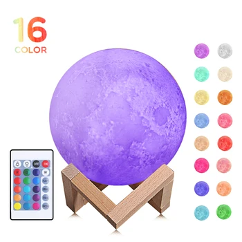 

16 Color 3D Bluetooth Music Moon Lamp USB Charging Remote Control Color Change Night Light Creative Home Decoration LED Light