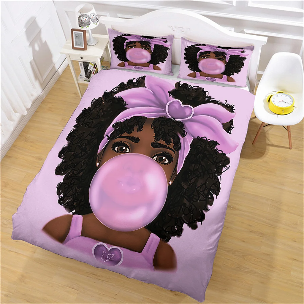 Modern Cute Girl Digital Print Home Fabric Deluxe Sister Party Pattern Down Cover Pillowcase Full Size Home Fabric