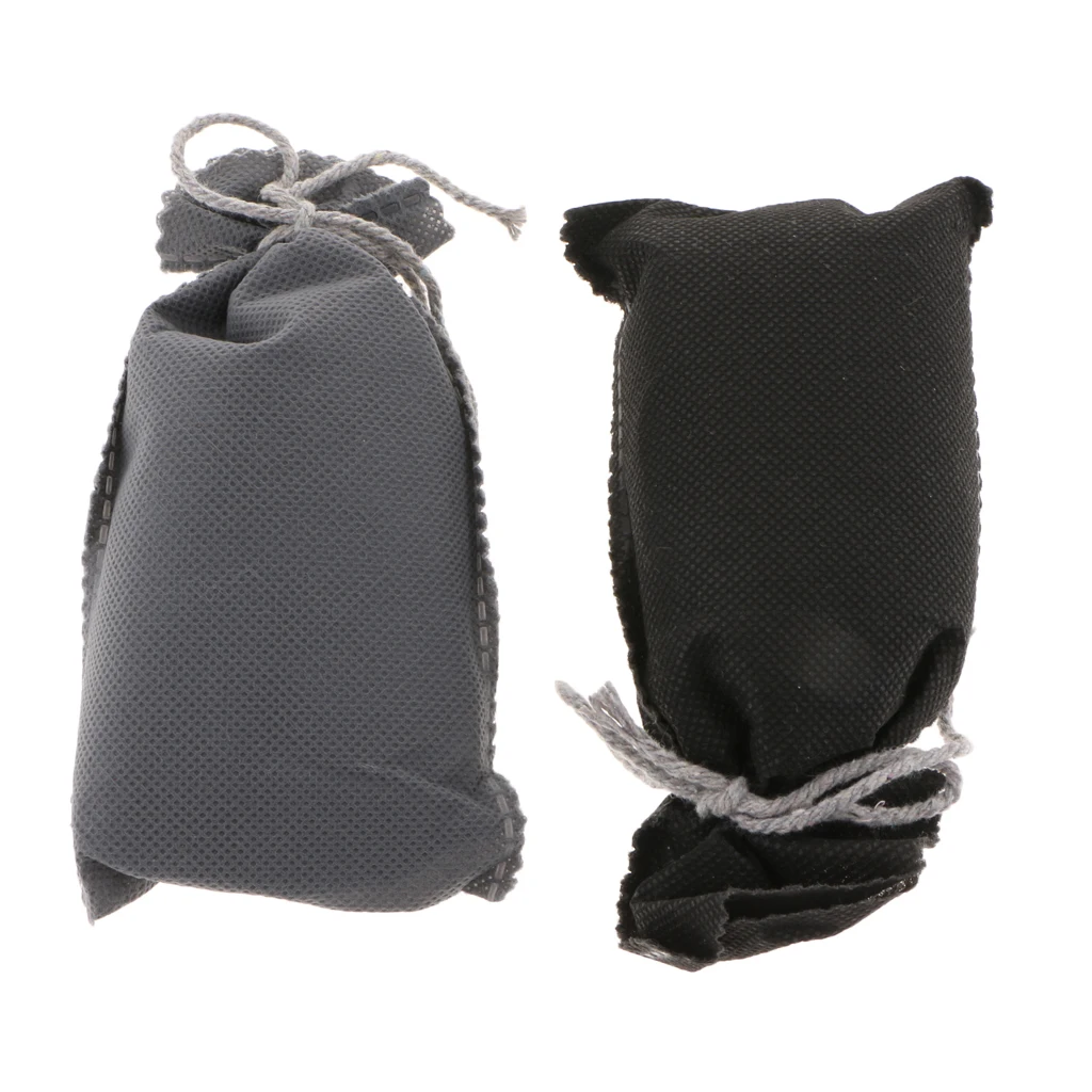 2x 100% Natural Auto Air Purifying Bamboo Odor Eliminator Car Bag Black+Gray