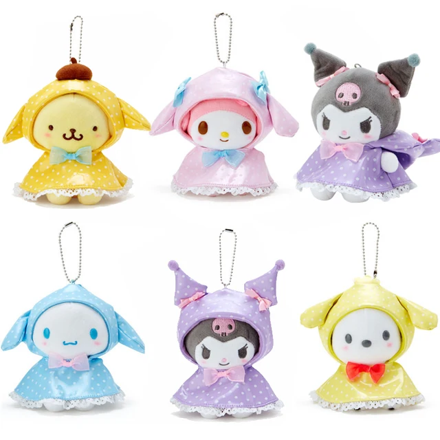 New Kawaii Anime Mymelody Kuromi Pochacco Onpompurin Cinnamorol Plush Doll Keychain Pendant Toy Kids Birthday Christmas Gift 1