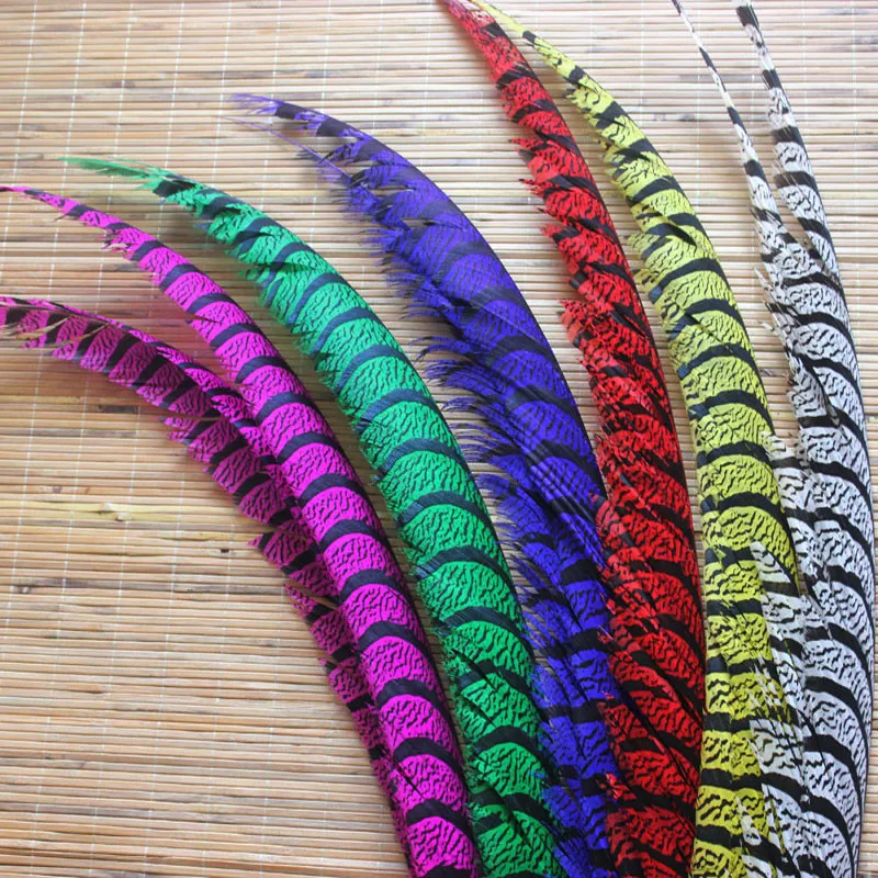 Wholesale 100Pcs 32-36inch(80-90cm) Natural Dyed Zebra Lady Amherst Pheasant Tail Feathers For Crafts Phesant Plumes | Дом и сад