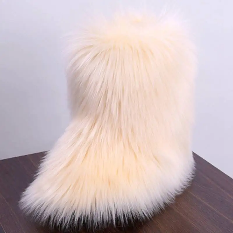 

Big size 44 Winter Women Snow Boots Genuine Real hairy Ostrich Feather furry Fur flats plush warm ski Outdoor boots shoes botte
