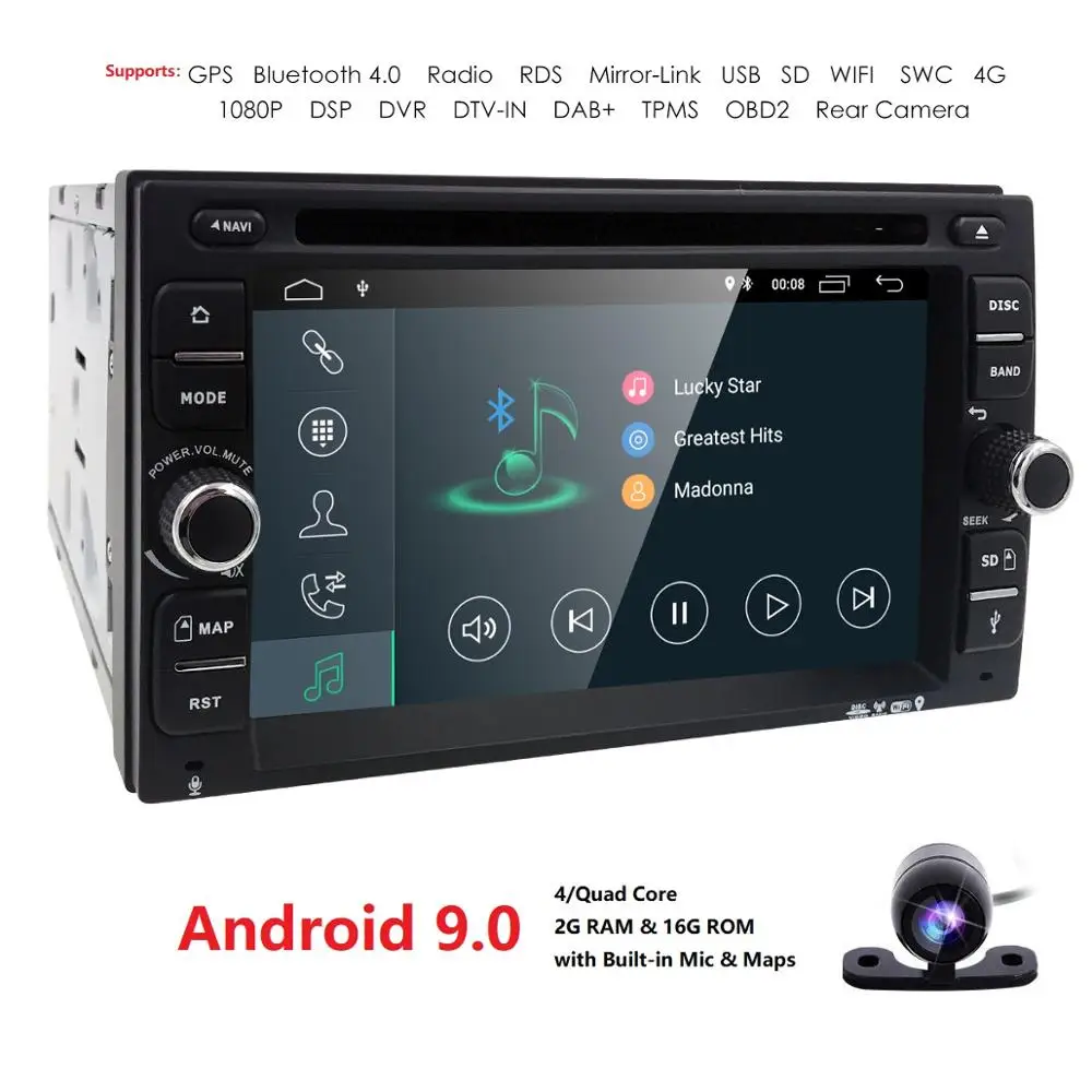 Best Hizpo 6.2 inch Android 8.1 Car Auto Radio DVD Player For Universal Radio Nissan Navgation WiFi Subwoofer 2GB RAM+16GB ROM DTV-IN 2