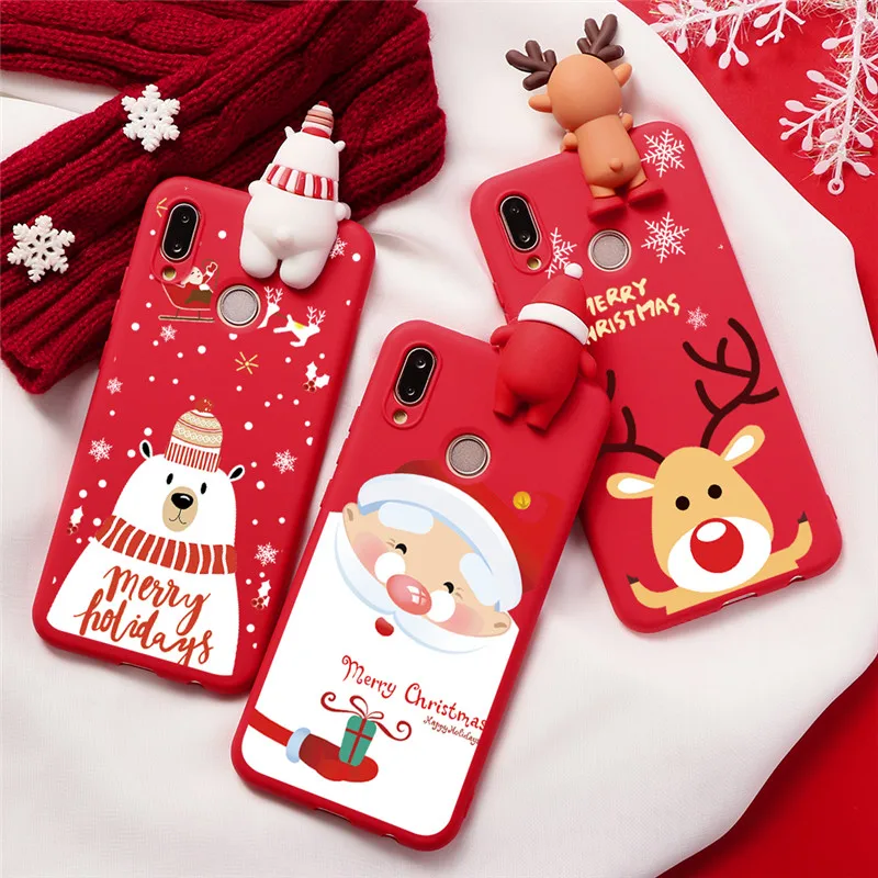 3D Christmas Case For Huawei Y6 Y7 Pro Y9 Prime 2019 Y5P Y6P Y7P Y8P Honor 8A 8X 9A 9X 9 10 20 30 Lite 20s 30s 10i 20i TPU Cover | Мобильные