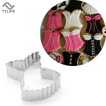 

New Stainless Steel Biscuit Mould Short skirt Shape Fondant Chocolate Cake Embossing Stencil Mold Biscuit Cute Mold Baking Tool