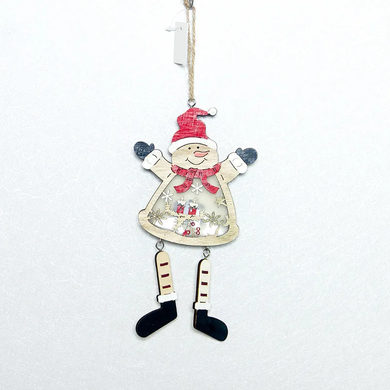 Snowman Подарки для домашнего декора, креативная светящаяся деревянная новогодняя елка, подвесные вечерние украшения для освещения, наружное украшение Noel - Цвет: Snowman