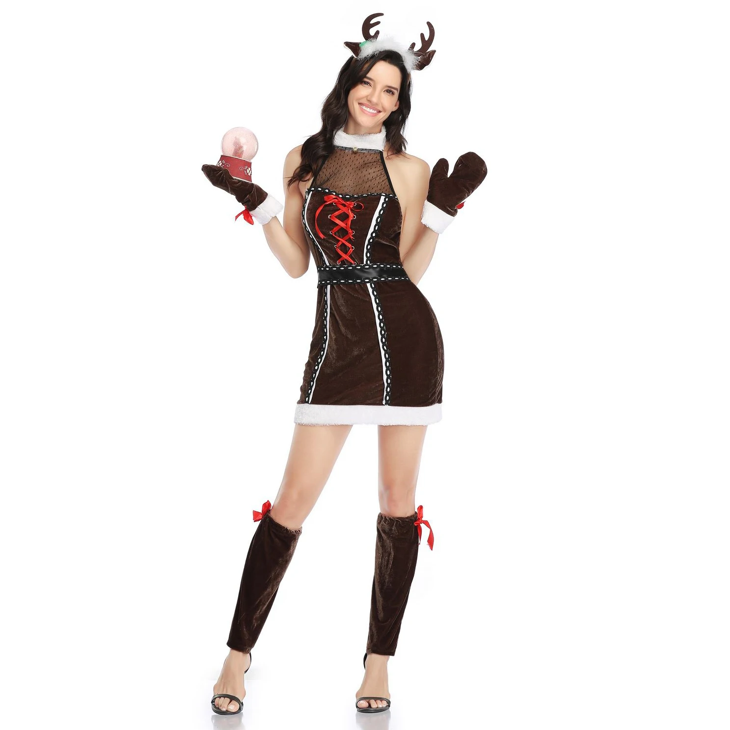 Adult Women's Slim Velvet Sexy Christmas Costumes Santa Claus Costume Xmas Sexy Santa Dress Cosplay