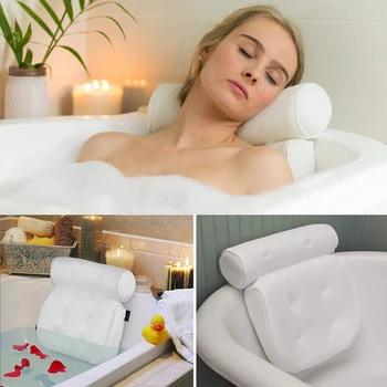 

Bath Pillow Bath Spa Pillow For Headrest Cushioning Bath Spa Bath Headrest Anti-slip 6 Large Suction Cups