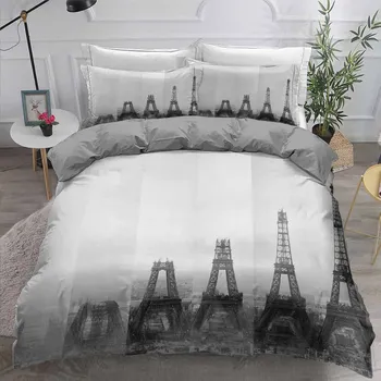 

Eiffel Tower Duvet Cover Set for Kids Girls Cityscape Bedding Set Perfect Day Eiffel Tower Handwriting Sketch Paris Print