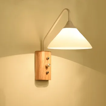 

Hartisan Wood Reading Book Light Simple Style Wall Installe Large Lampshade Protect Eyes Bedroom Bedside Night Study Lamp