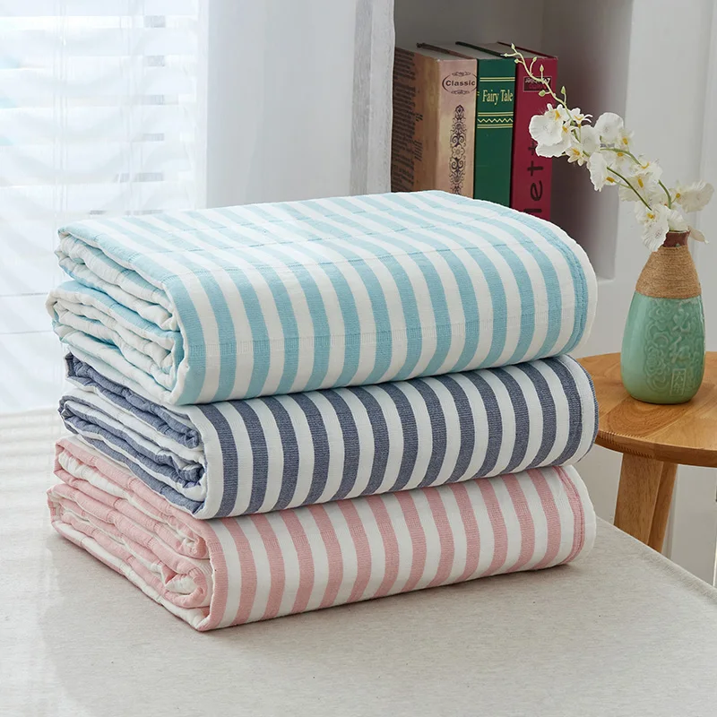 Home textile washed 100cotton gauze blanket blue towel blankets throw