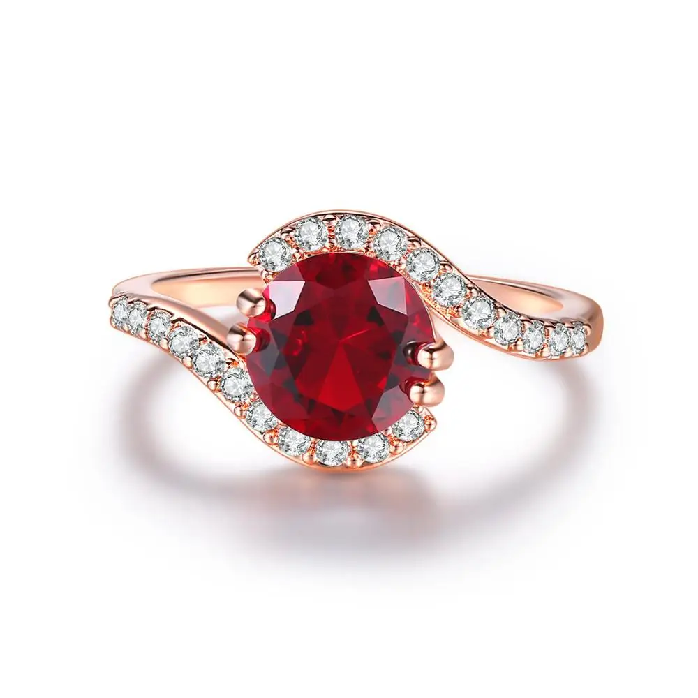 ZHOUYANG, обручальные кольца для женщин, классические, яркие, 8 мм, прозрачные/красные, фианит, розовое золото, цвет, модное ювелирное изделие, подарок R389 R399