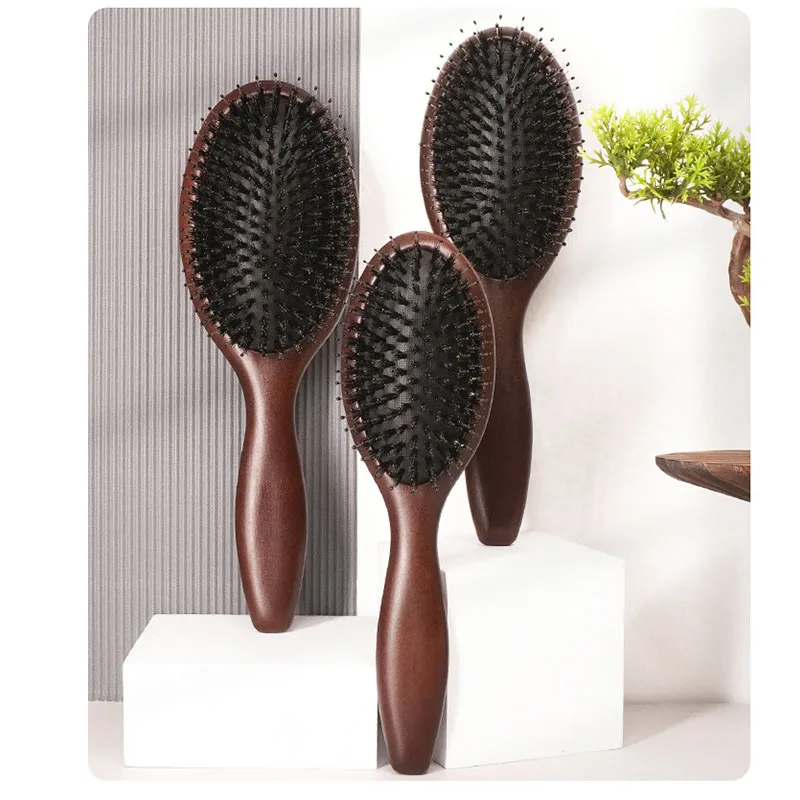 Hair Brush Boar Bristle Hairbrush With Nylon Pin For Curly Thick Long