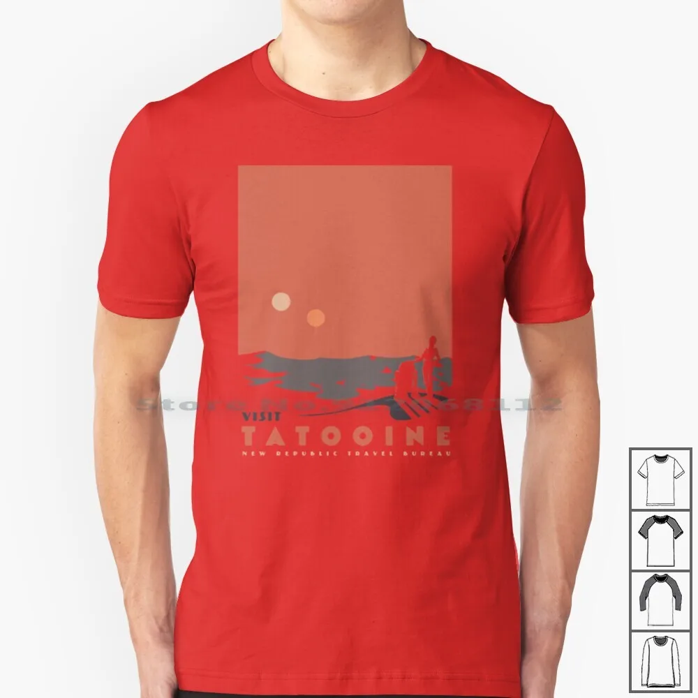 Visita Tatooine T Shirt 100% Cotone Retro Vintage Droids Tatooine R2D2 C3Po Sci Fi Travel City Landscape Desest Geek Movie