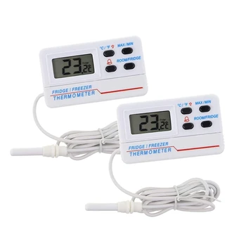 

2 Pcs Digital Thermometers for Gridge Greezer with Temperature Alarm and Max Min Function and 1.2 M Cable