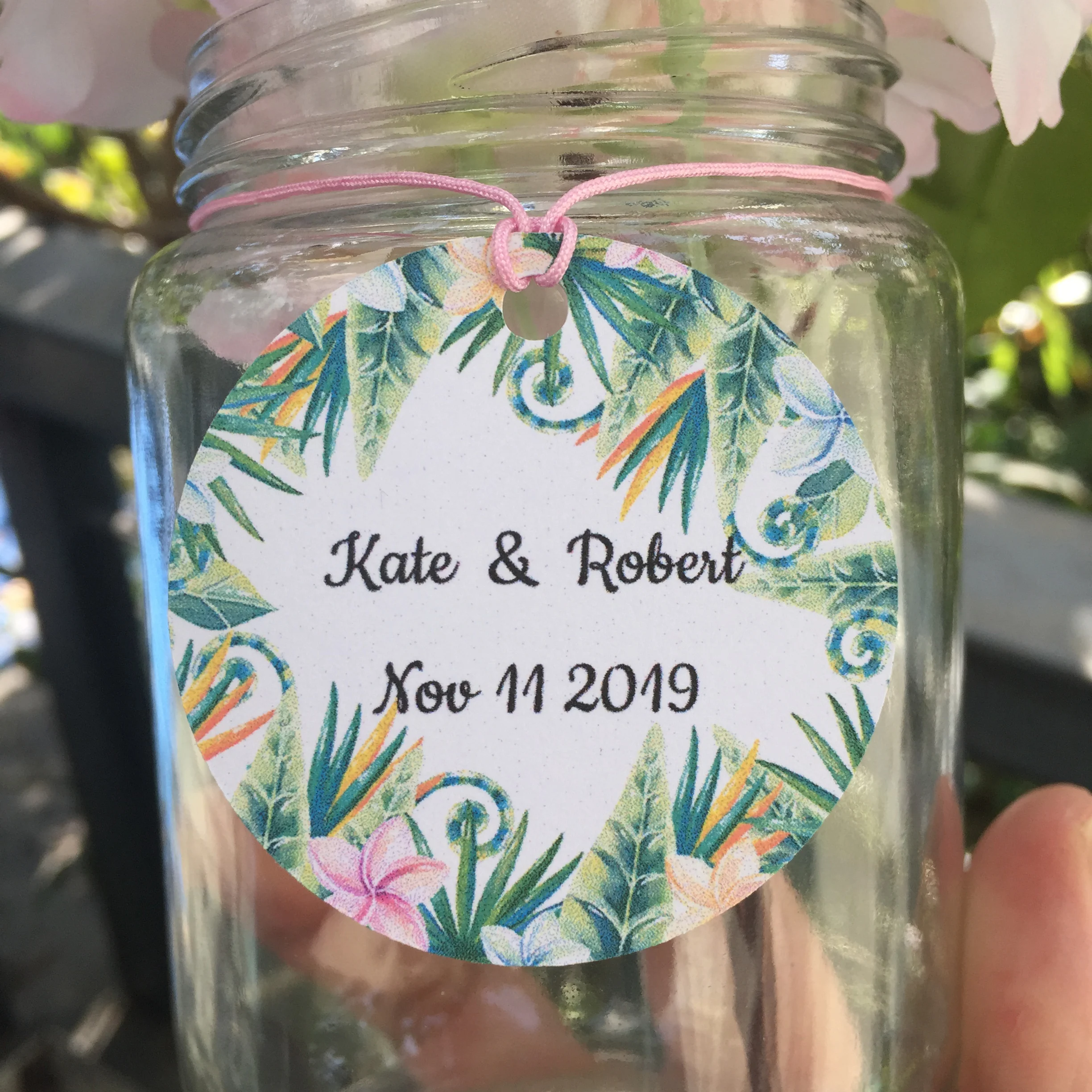 

100 pieces custom name and date round wedding tags personalized wedding labels