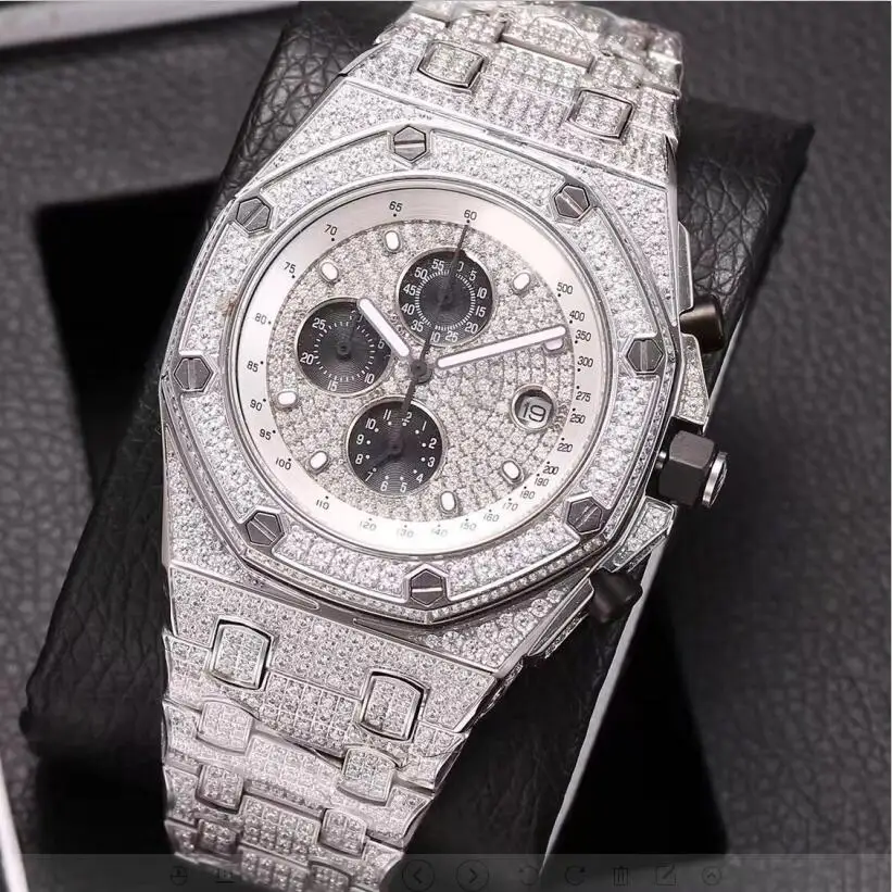 6 видов серебряные iced out мужские часы с бриллиантами супер качество кварцевые