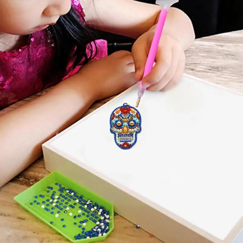 4 шт. 5D DIY брелок Алмазная картина для женщин и девушек сумка Ювелирные изделия Кулон Полный череп специальной формы дрель вышивка красочные