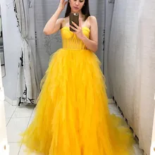 Шикарные платья для выпускного вечера с бретельками, желтые складки, а-силуэт, арабский выпускной вечер, вечерние платья, vestido de festa