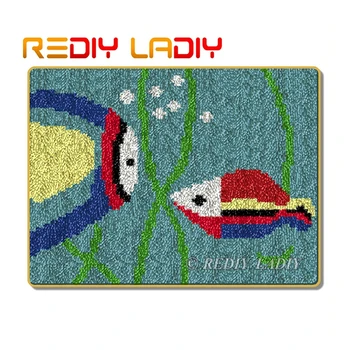 

Latch Hook Rug Kits Crocheting Carpet Rug Sea of World Acrylic Yarn Pre-Printed Canvas Cushion Mat Crochet Wall Tapestry Crafts