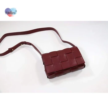 

Nuleez knit grid flap bag women real leather luxury fashion lady cross-body wallet new collection