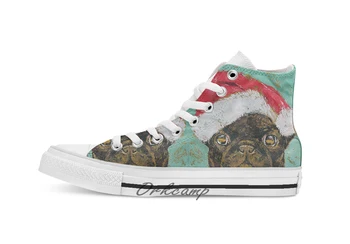 

Santa Pug Custom Casual High Top lace-up Canvas shoes sneakers Drop shipping