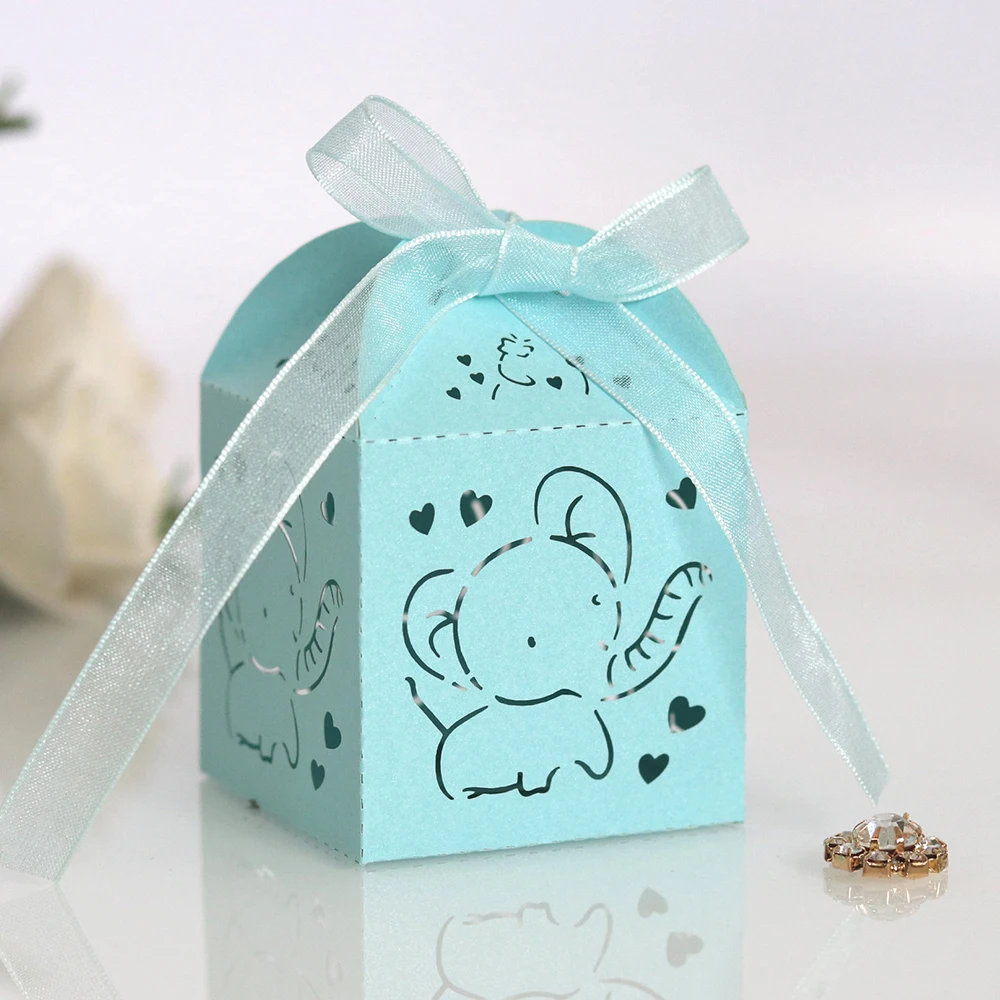

50pcs 5*5*8CM Elephant Paper Bags Christmas Halloween Gift Box Packaging Gift Bags Wedding Candy Box Chocolate Bags