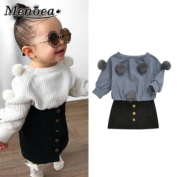 

Menoea 3-7 Girls Clothing Sets 2020 Autumn Girl Fluffy Balls Top and Skirts Kids 2 pcs Clothes Long-Sleeve Winter Outfits Suits