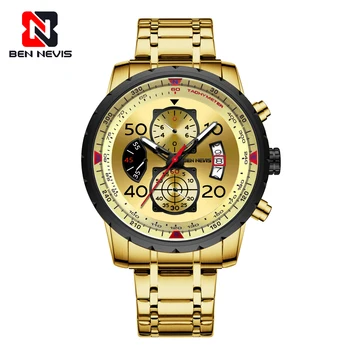 

2020 Gold Watches Big Dial 50mm Business Chronograph Sport Watch Wristwatch for Gentleman