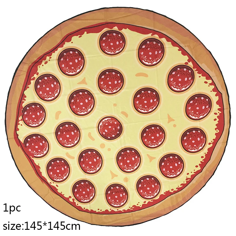 1 шт. 150x150 см пончик для пиццы ананас большой круглый пляж круглое полотенце кисточки арбуз гамбургер коврик для ванной хлопок украшение дома