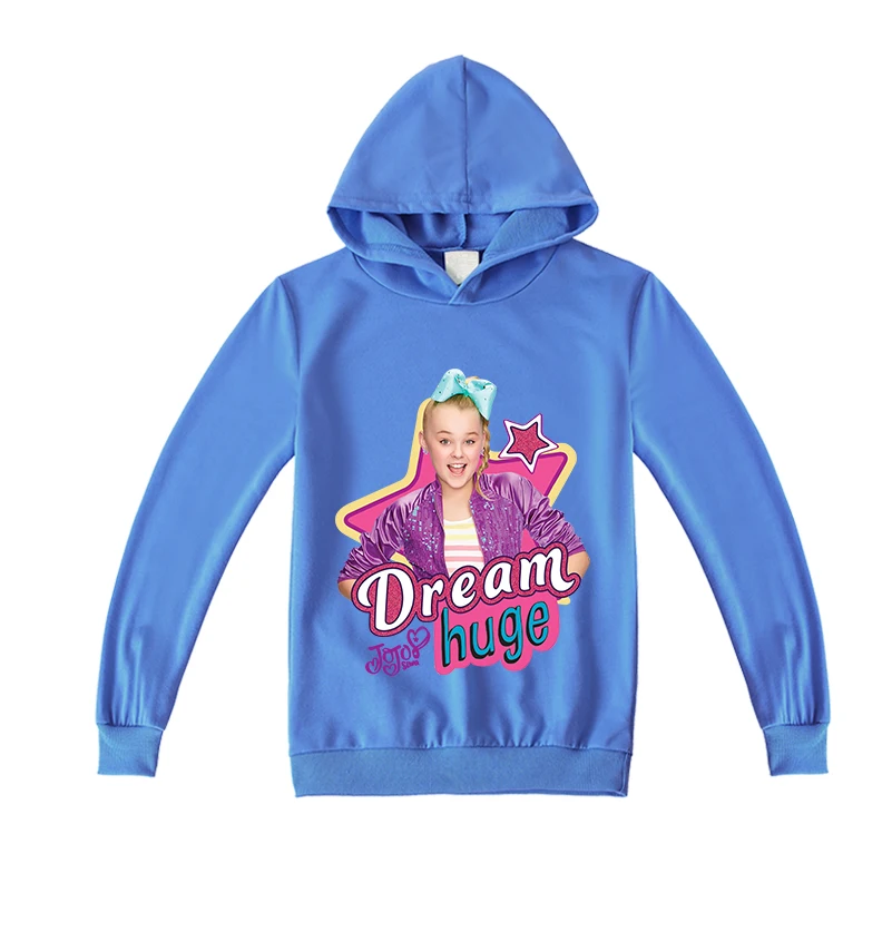 Весна-осень 100% хлопок толстовка с капюшоном для детей Jojo Siwa свитер маленьких