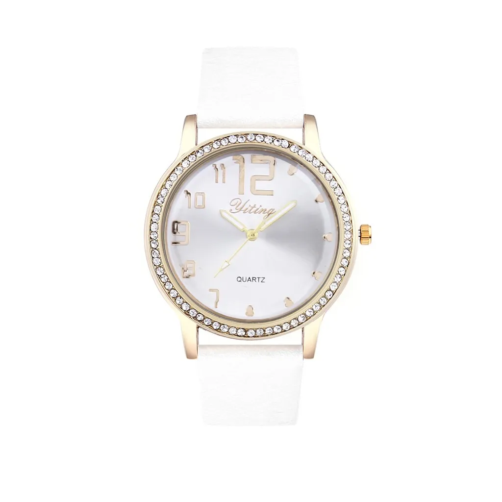Reloj mujer винтажный кожаный браслет со стразами женские часы, наручные часы Роскошные Кварцевые часы Relogio Feminino Прямая поставка