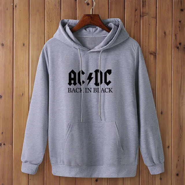 Light grey-B Мода AC/DC черная группа рок толстовка одежда толстовки для женщин/мужчин Осень Зима хип хоп с капюшоном - Цвет: Light grey-B