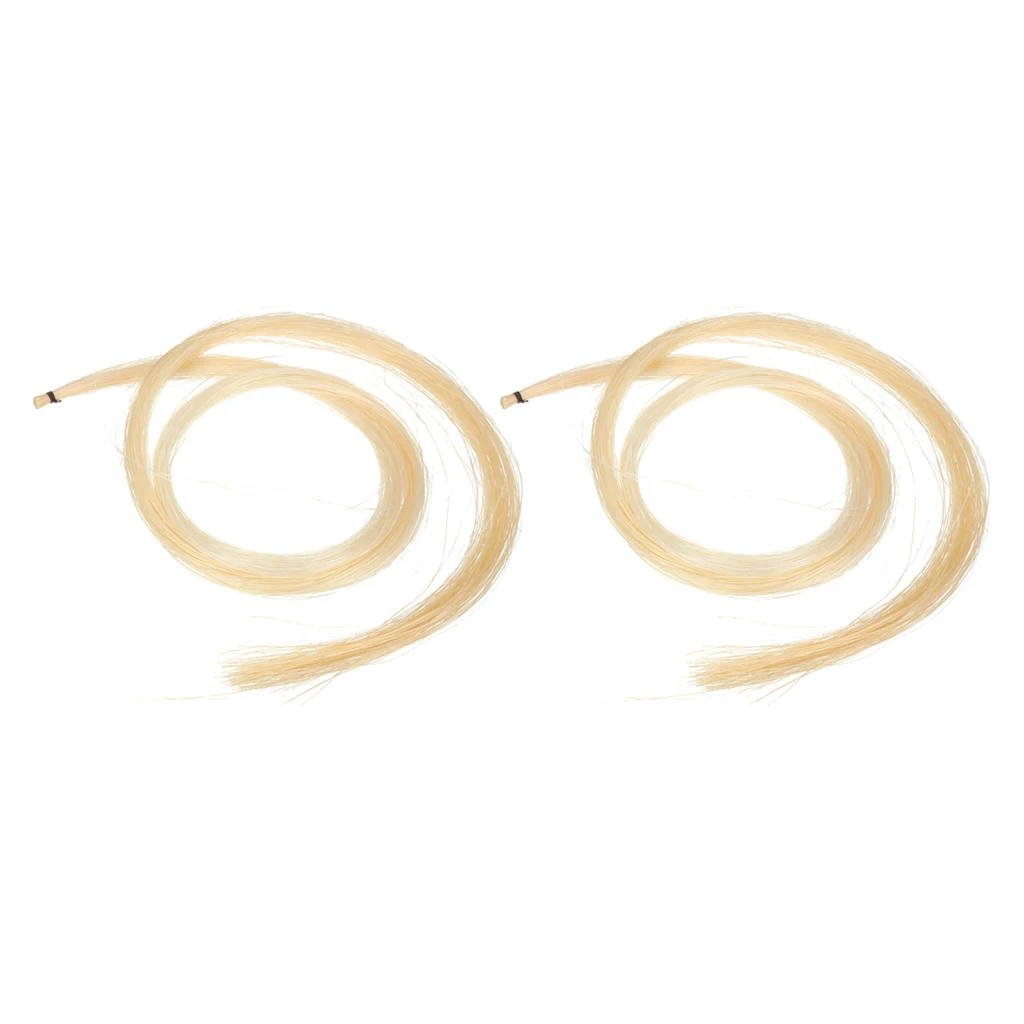 2 Hanks of Violin Bow Hair White Horse Tail for Violin Viola Cello Bass Bow 30 Inch for Any Size Violin Viola Cello Bass Bows