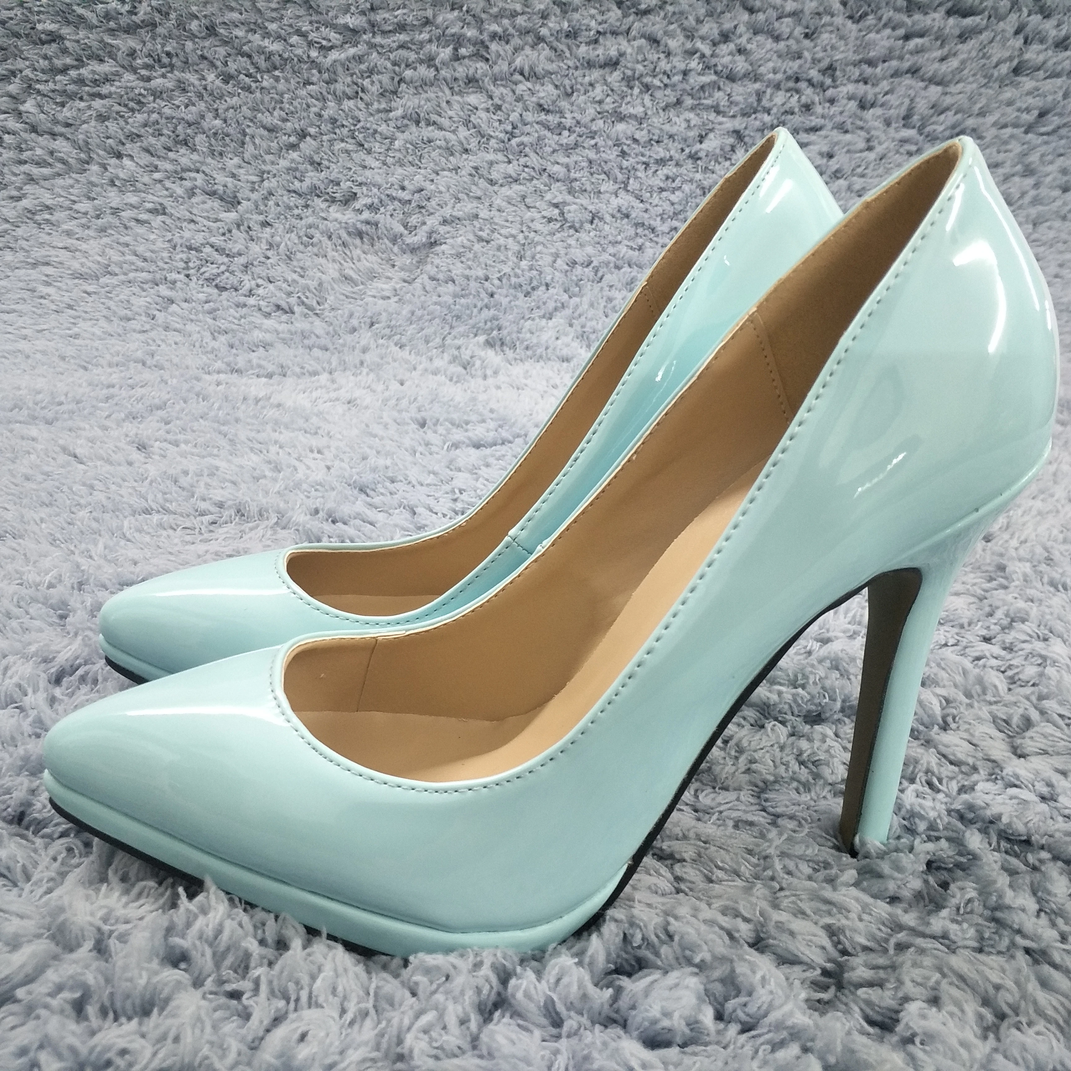 Zapatos de tacón alto de charol azul cielo para mujer, tacones de aguja de  12cm, puntiagudos, sexys, para fiesta y oficina, primavera y verano|Zapatos  de tacón de mujer| - AliExpress