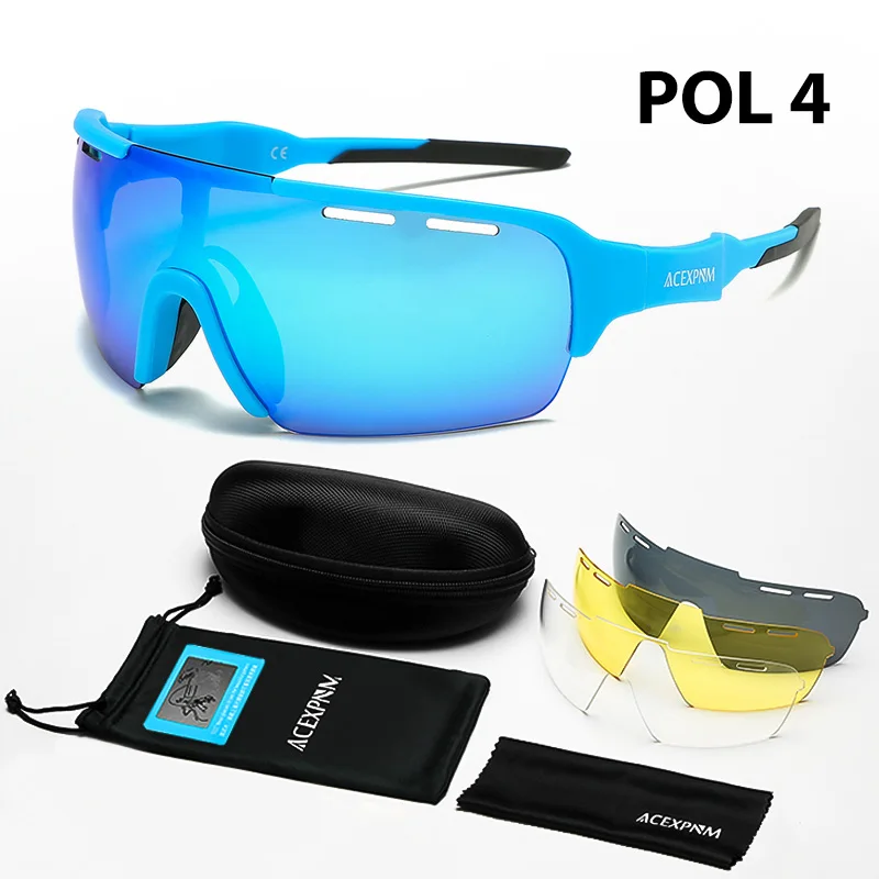 Мужские и женские поляризованные очки для велоспорта UV400, очки для велоспорта TR90, очки для велоспорта, очки для спорта на открытом воздухе, велосипедные солнцезащитные очки с 4 линзами - Цвет: PO4