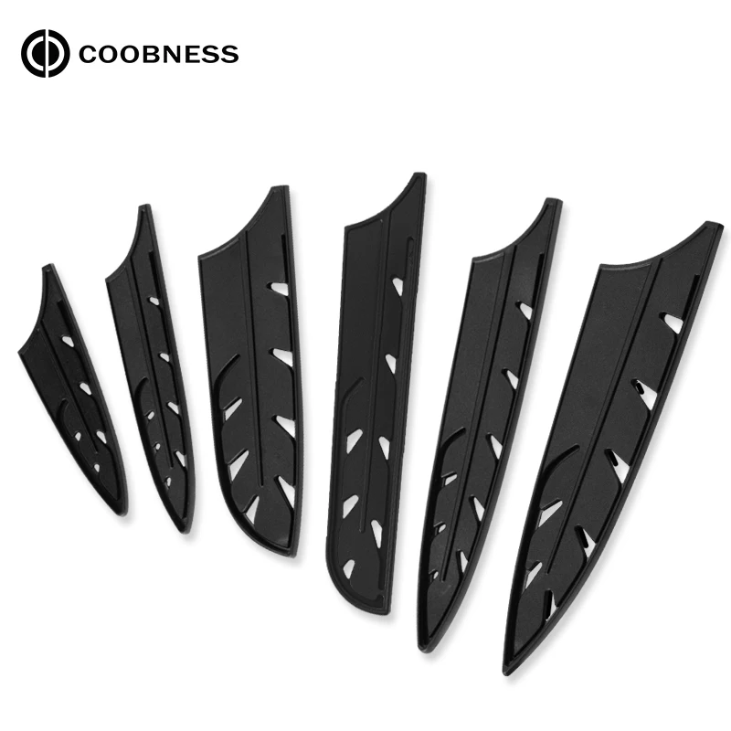 COOBNESS Black Knives Covers Plastic Knife Sleeve For Various Sizes Stainless Steel Kitchen Knives Blade Protector Knife Gadget