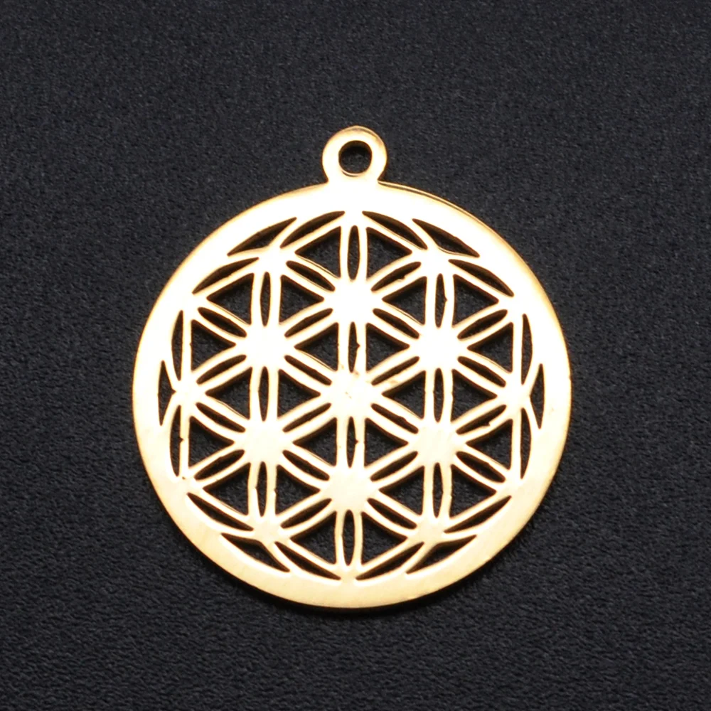 5pcs/lot Flower of Life DIY Charms 316 Stainless Steel Yoga Lotus Connectors Charm Om Hansa Hand Jewelry Pendant