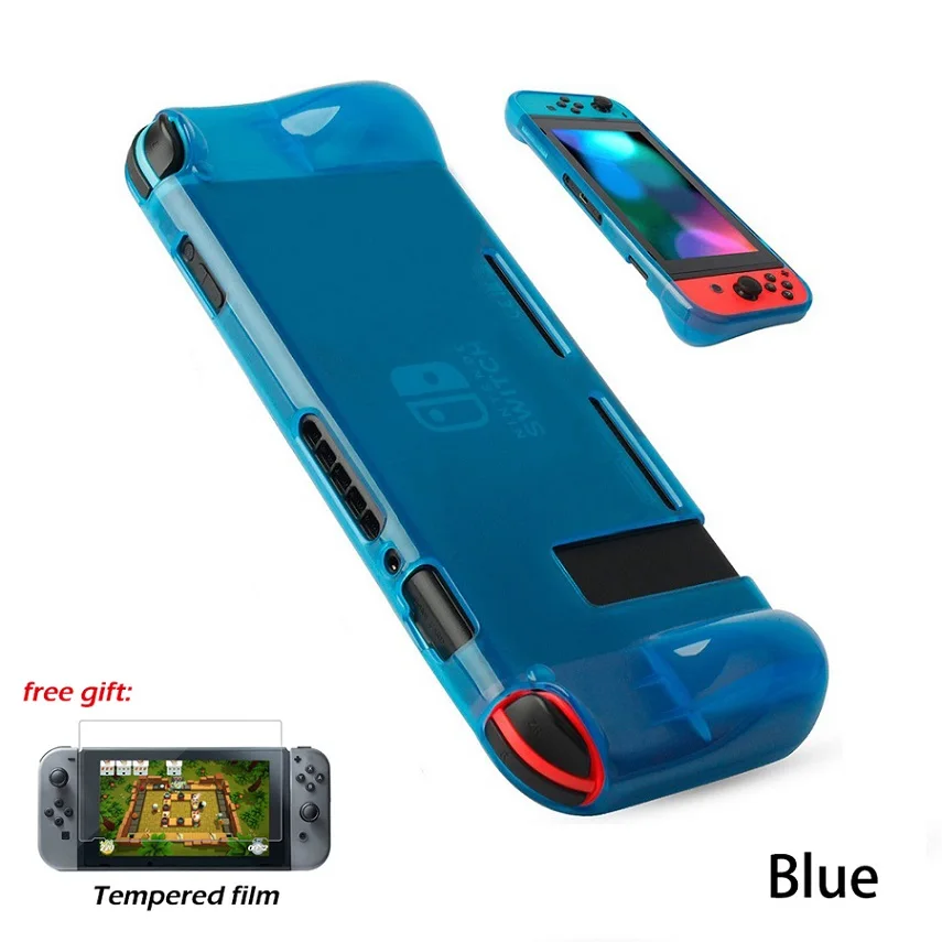 Дорожный переключатель NS Gampad из мягкого ТПУ с ручками защитный чехол для nintendo s Switch Carry Shell закаленная пленка для nintendo Switch - Цвет: Blue