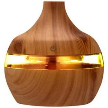 

300Ml USB Electric Aromatherapy Air Humidifier Wood Grain 7 Color LED Light