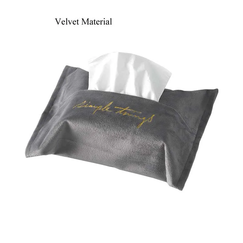 grey-velvet Держатель для салфеток Ins скандинавские кожаные бархатные коробка для салфеток Диспенсер держатель для салфеток чехол для украшения для офиса дома - Цвет: grey-velvet